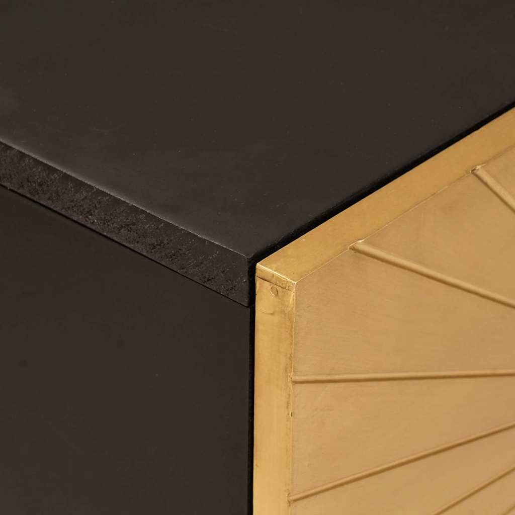 Bijzetkast Zwart en Goud 80 x 33,5 x 75 cm Massief Mango Hout is nu te koop bij PeponiXL, paradijselijk wonen!