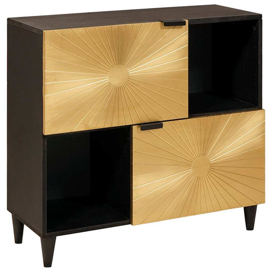 Bijzetkast Zwart en Goud 80 x 33,5 x 75 cm Massief Mango Hout is nu te koop bij PeponiXL, paradijselijk wonen!