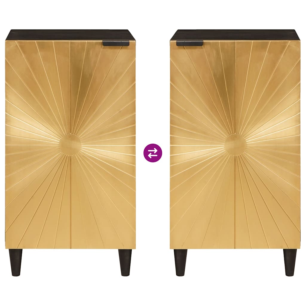 Bijzetkast Zwart en Goud 80 x 33,5 x 75 cm Massief Mango Hout is nu te koop bij PeponiXL, paradijselijk wonen!
