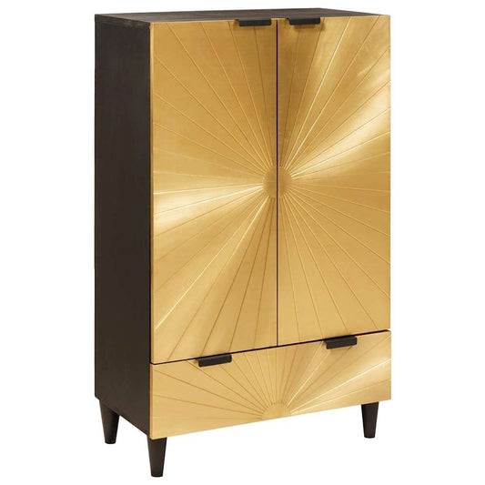 Bijzetkast Zwart en Goud 60 x 33,5 x 100 cm Massief Mango Hout is nu te koop bij PeponiXL, paradijselijk wonen!