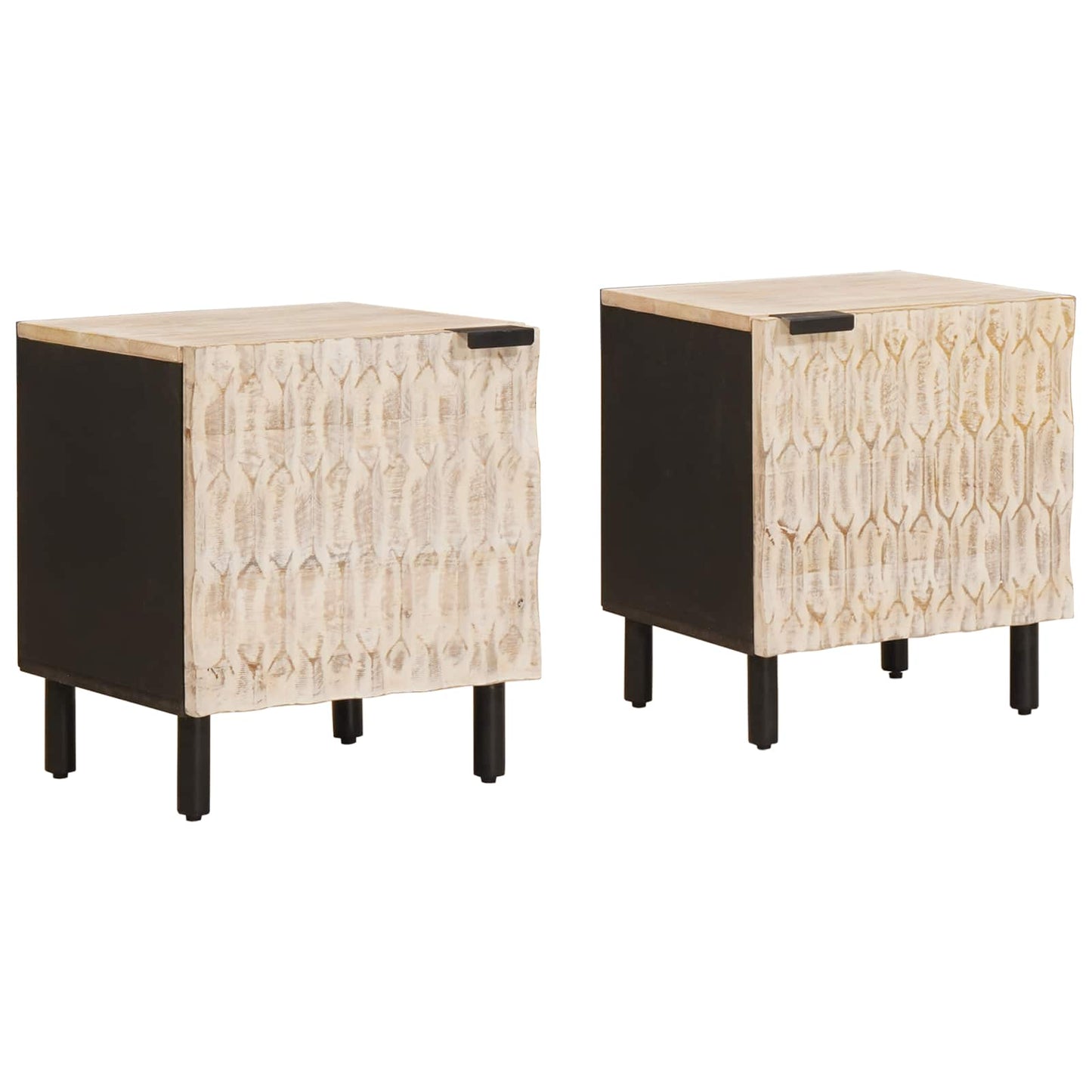 Nachtkastje 2 pcs Wit 40 x 33 x 46 cm Massief Mango Hout is nu te koop bij PeponiXL, paradijselijk wonen!