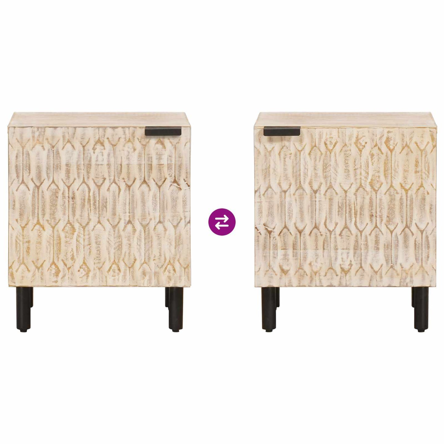Nachtkastje 2 pcs Wit 40 x 33 x 46 cm Massief Mango Hout is nu te koop bij PeponiXL, paradijselijk wonen!