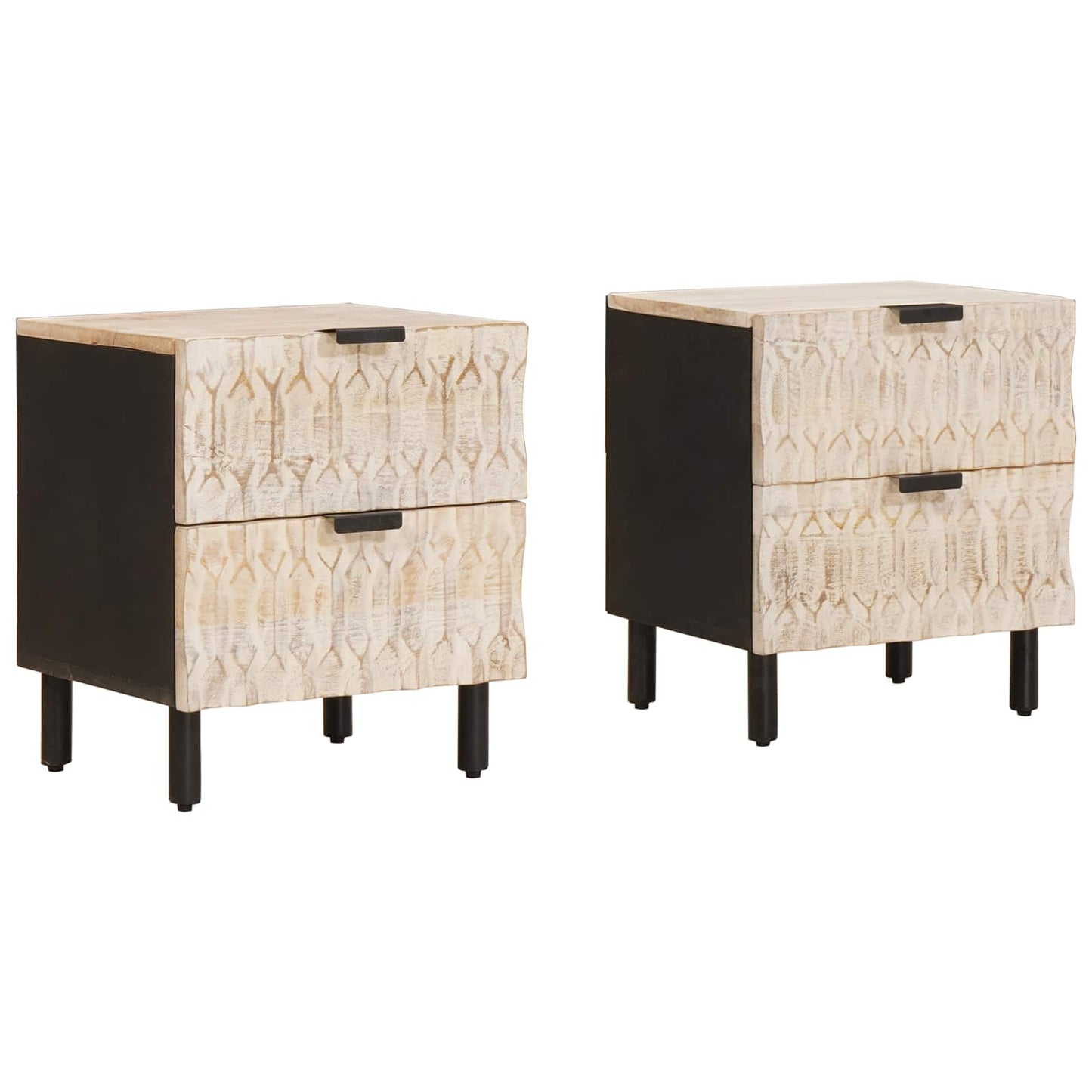 Nachtkastje 2 pcs Wit 40 x 33 x 46 cm Massief Mango Hout is nu te koop bij PeponiXL, paradijselijk wonen!