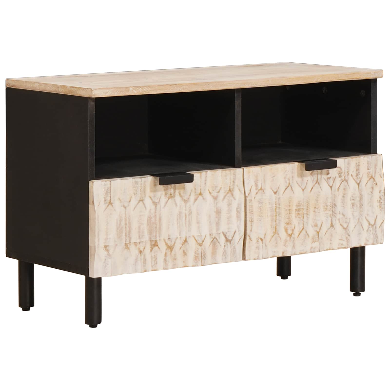 TV-kast Witte Was Afwerking 70 x 33 x 46 cm Massief Mango Hout is nu te koop bij PeponiXL, paradijselijk wonen!
