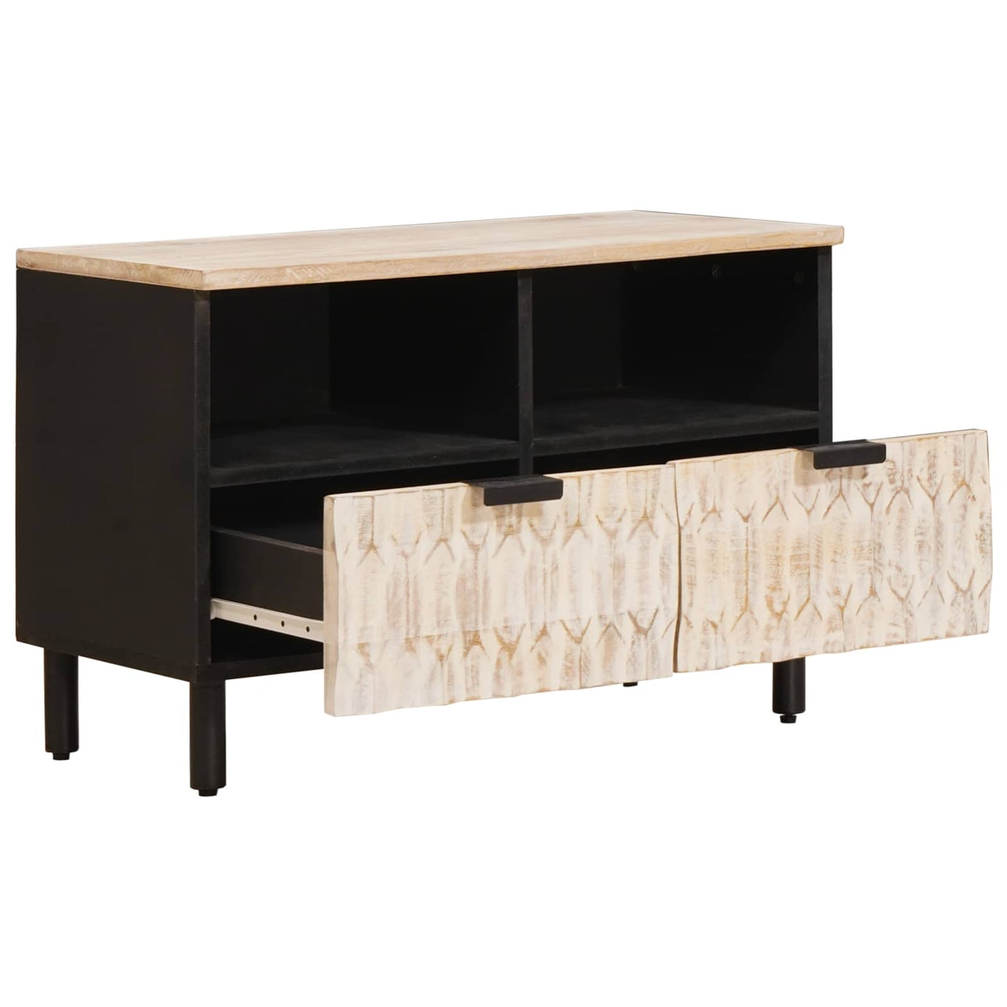 TV-kast Witte Was Afwerking 70 x 33 x 46 cm Massief Mango Hout is nu te koop bij PeponiXL, paradijselijk wonen!