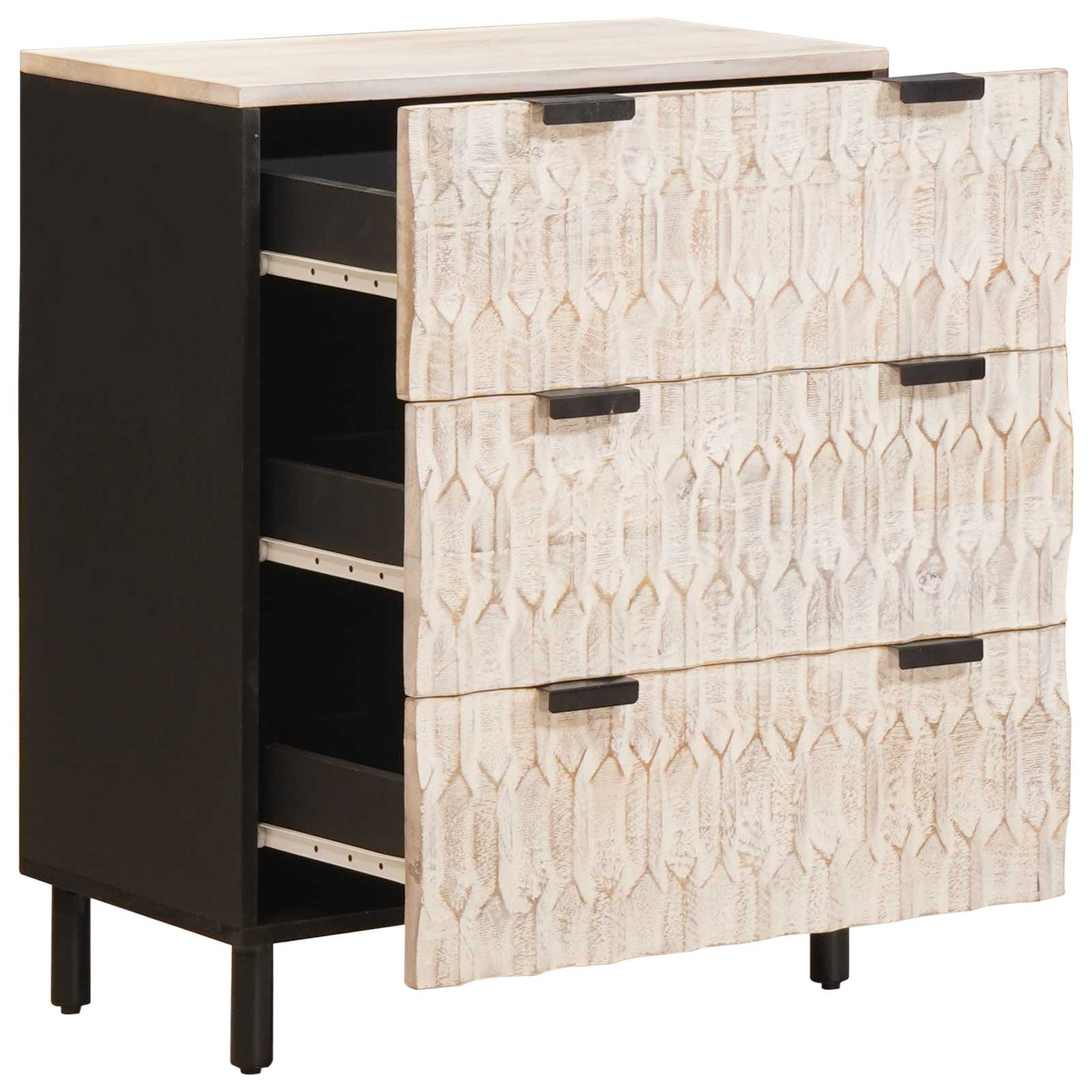 Dressoir Witte Was Afwerking 60 x 33 x 75 cm Massief Mango Hout is nu te koop bij PeponiXL, paradijselijk wonen!