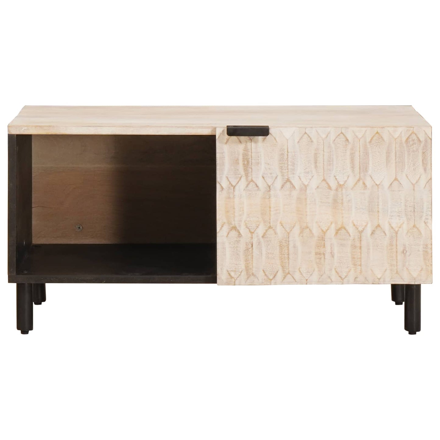 Salontafel Wit 80 x 50 x 40 cm Massief Mango Hout is nu te koop bij PeponiXL, paradijselijk wonen!