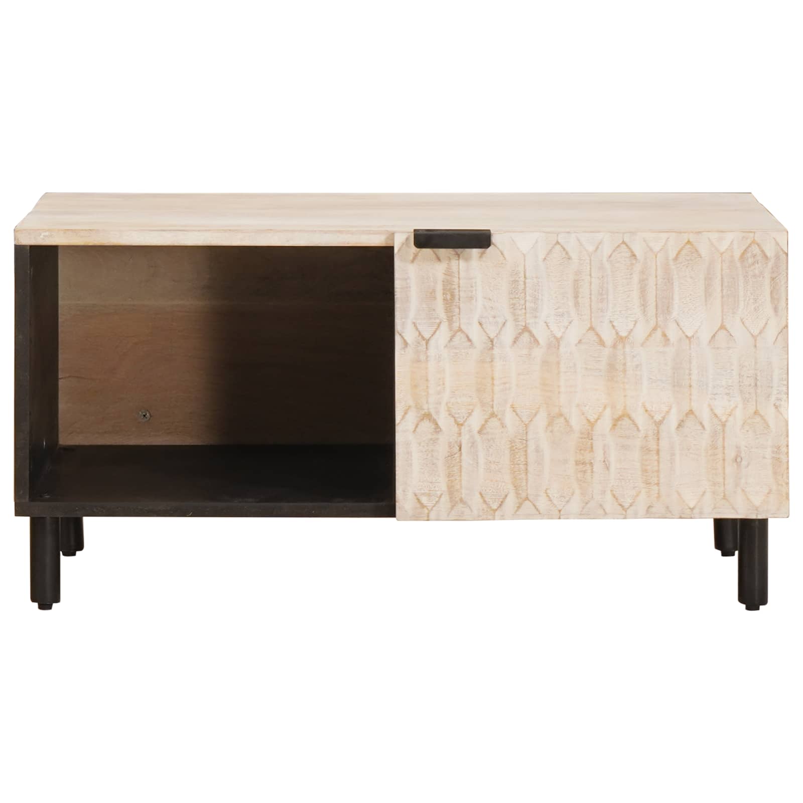 Salontafel Wit 80 x 50 x 40 cm Massief Mango Hout is nu te koop bij PeponiXL, paradijselijk wonen!