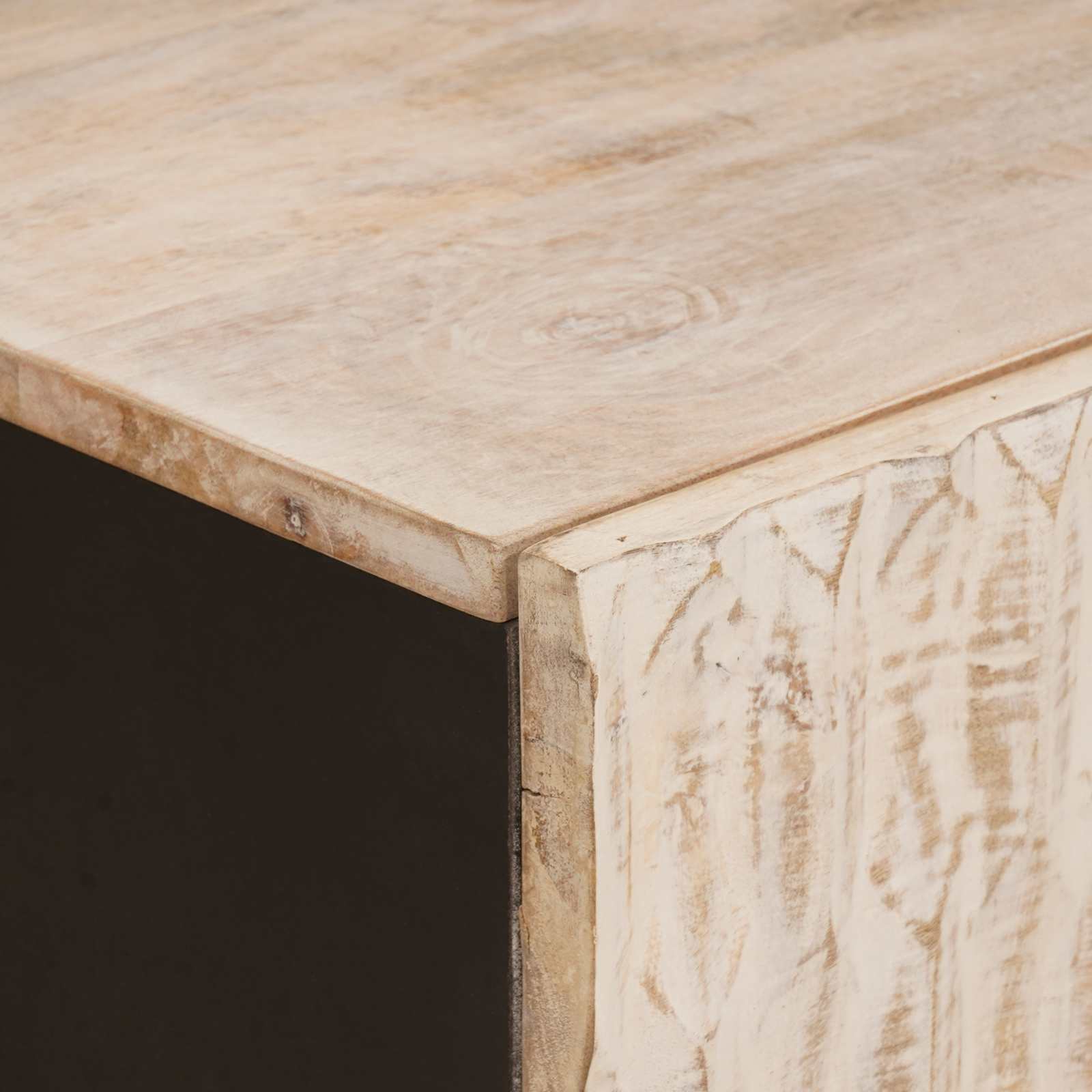Salontafel Wit 80 x 50 x 40 cm Massief Mango Hout is nu te koop bij PeponiXL, paradijselijk wonen!