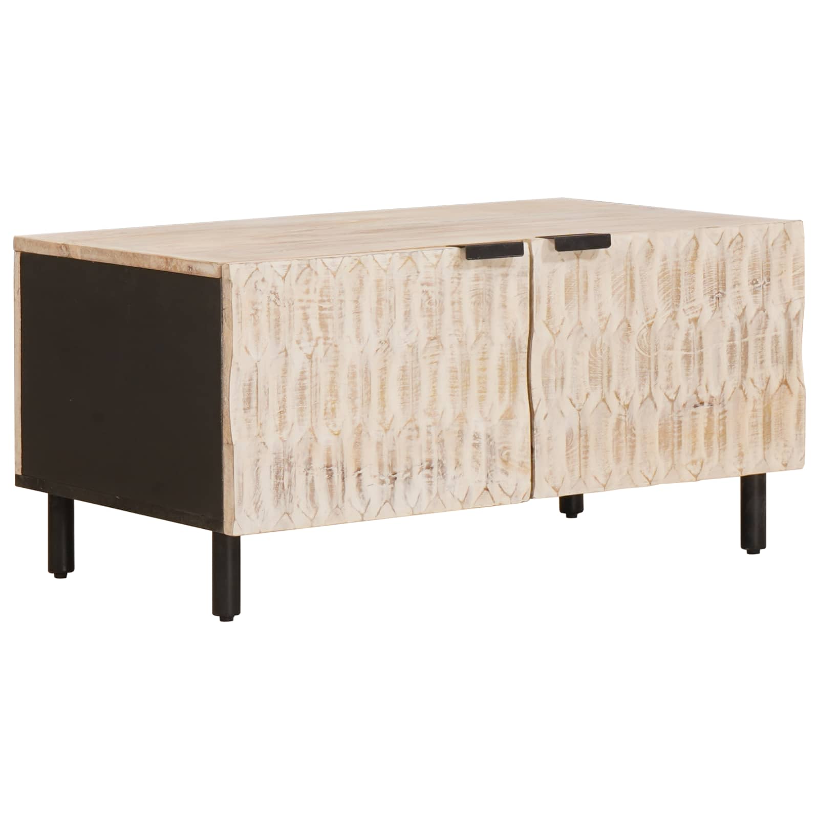 Salontafel Wit 80 x 50 x 40 cm Massief Mango Hout is nu te koop bij PeponiXL, paradijselijk wonen!