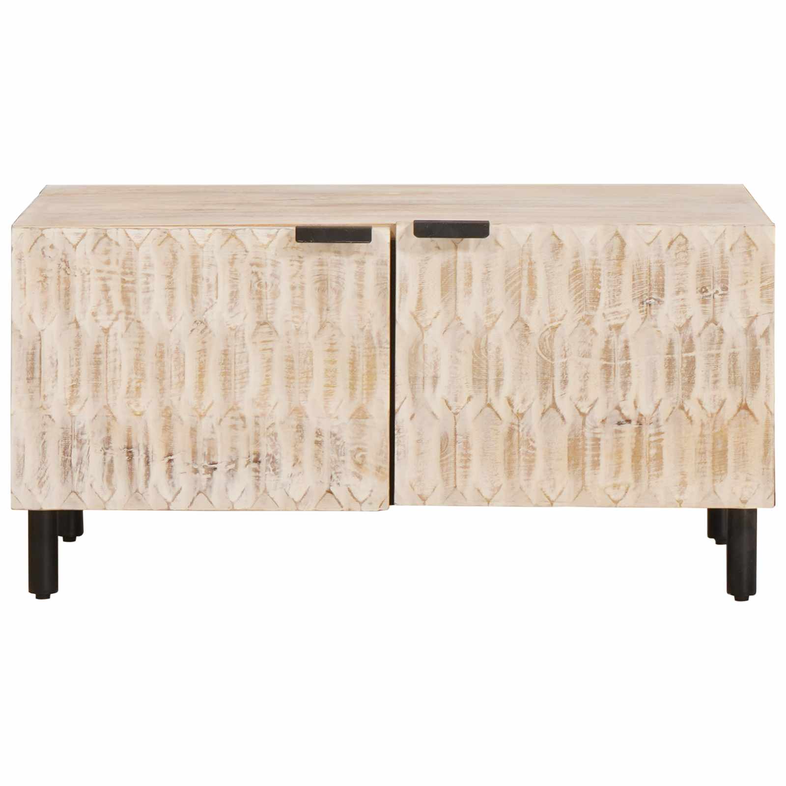 Salontafel Wit 80 x 50 x 40 cm Massief Mango Hout is nu te koop bij PeponiXL, paradijselijk wonen!