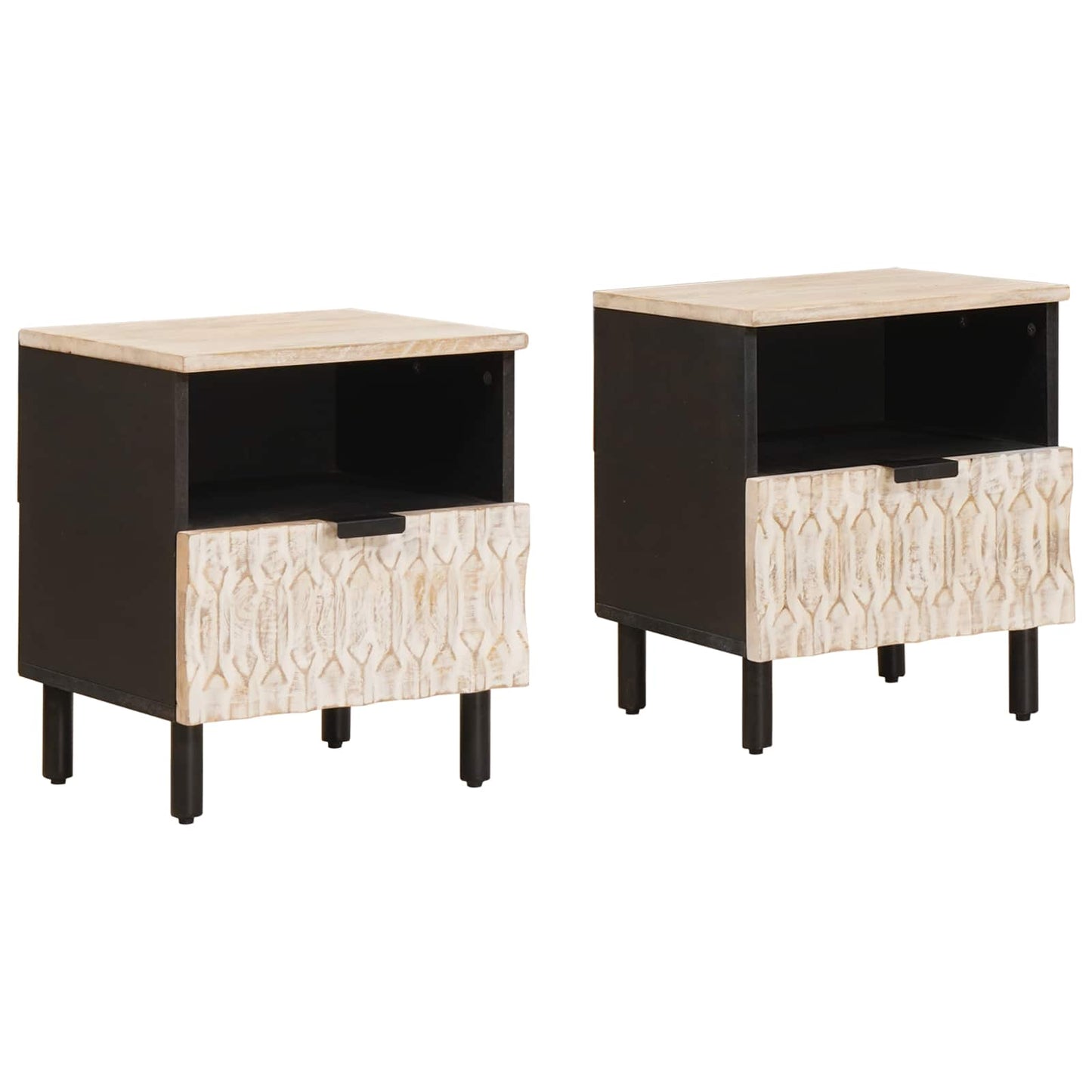 Nachtkastje 2 pcs Wit 40 x 33 x 46 cm Massief Mango Hout is nu te koop bij PeponiXL, paradijselijk wonen!