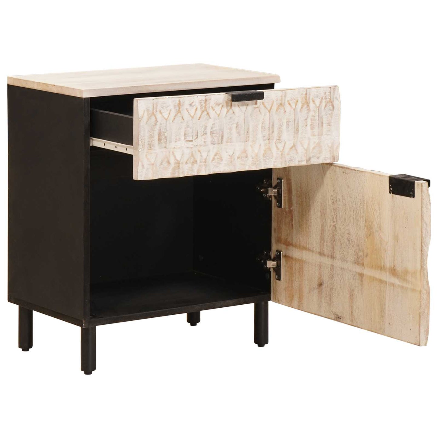 Nachtkastje met lade Wit 50 x 33 x 60 cm Massief Mango Hout is nu te koop bij PeponiXL, paradijselijk wonen!