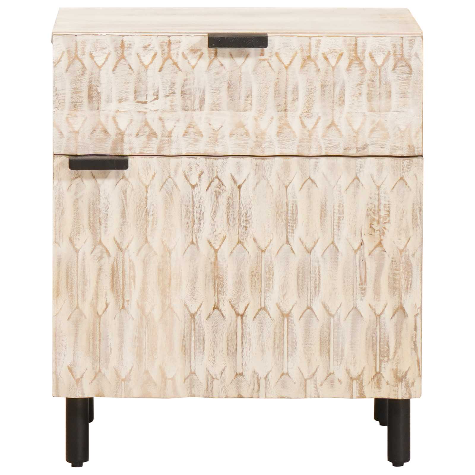 Nachtkastje met lade Wit 50 x 33 x 60 cm Massief Mango Hout is nu te koop bij PeponiXL, paradijselijk wonen!