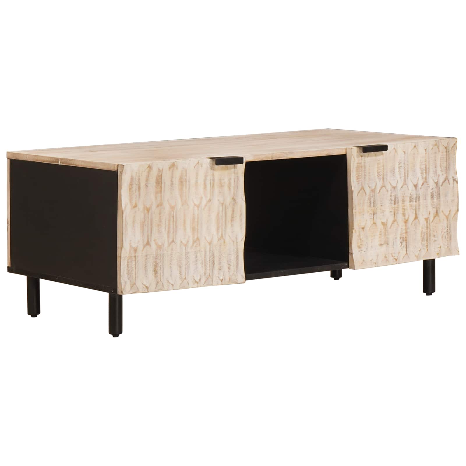 Salontafel Wit 100 x 54 x 40 cm Massief Mango Hout is nu te koop bij PeponiXL, paradijselijk wonen!