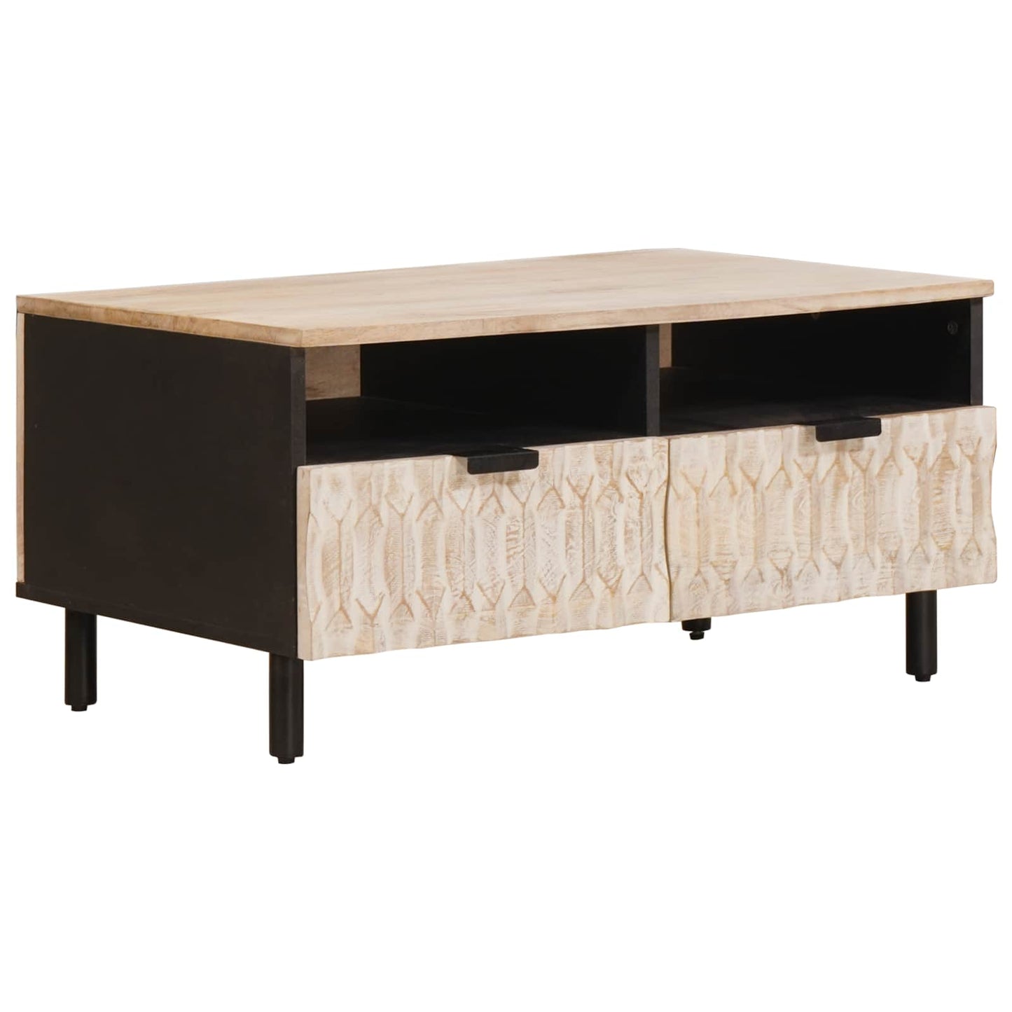 Salontafel met lade Wit 80 x 54 x 40 cm Massief Mango Hout is nu te koop bij PeponiXL, paradijselijk wonen!