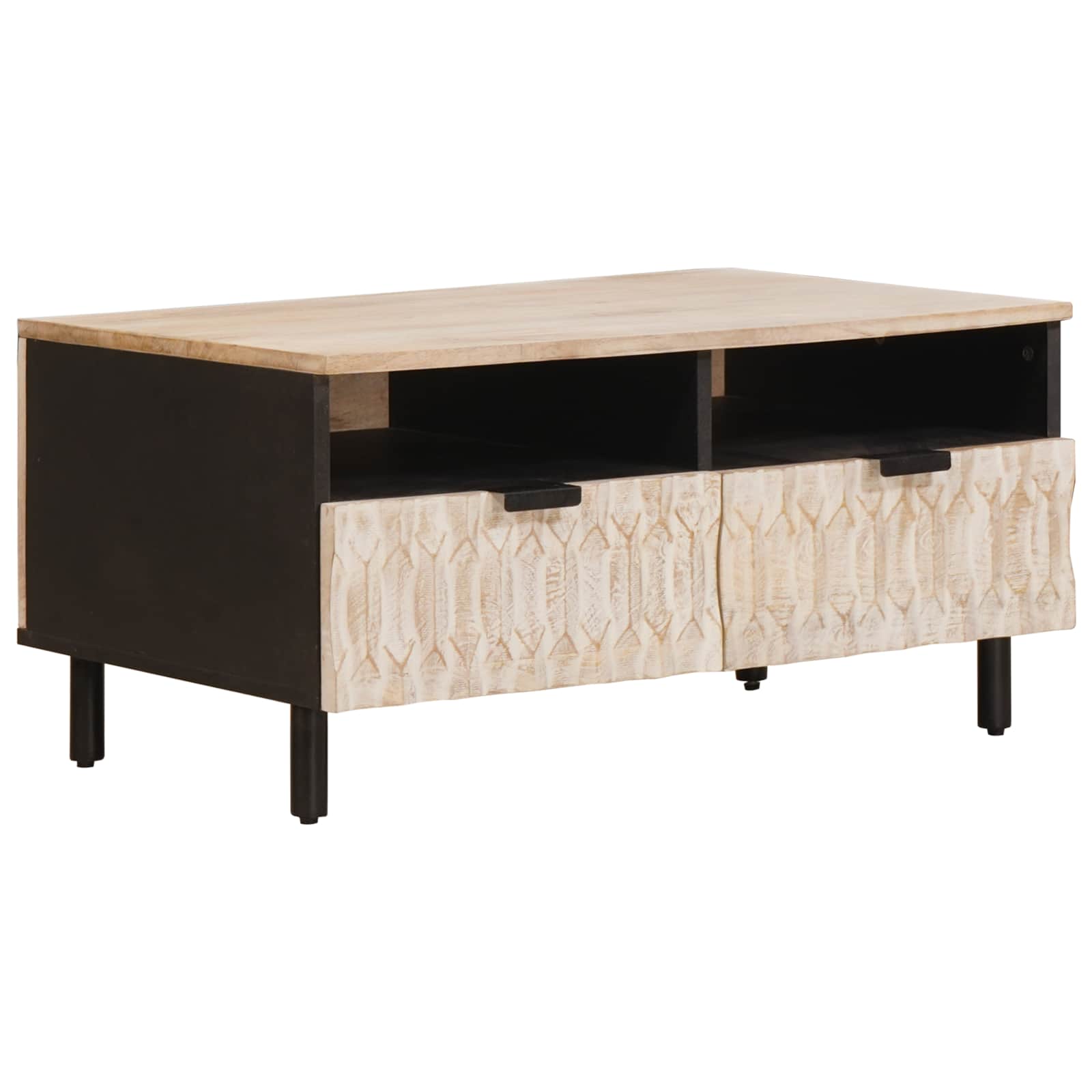 Salontafel met lade Wit 80 x 54 x 40 cm Massief Mango Hout is nu te koop bij PeponiXL, paradijselijk wonen!