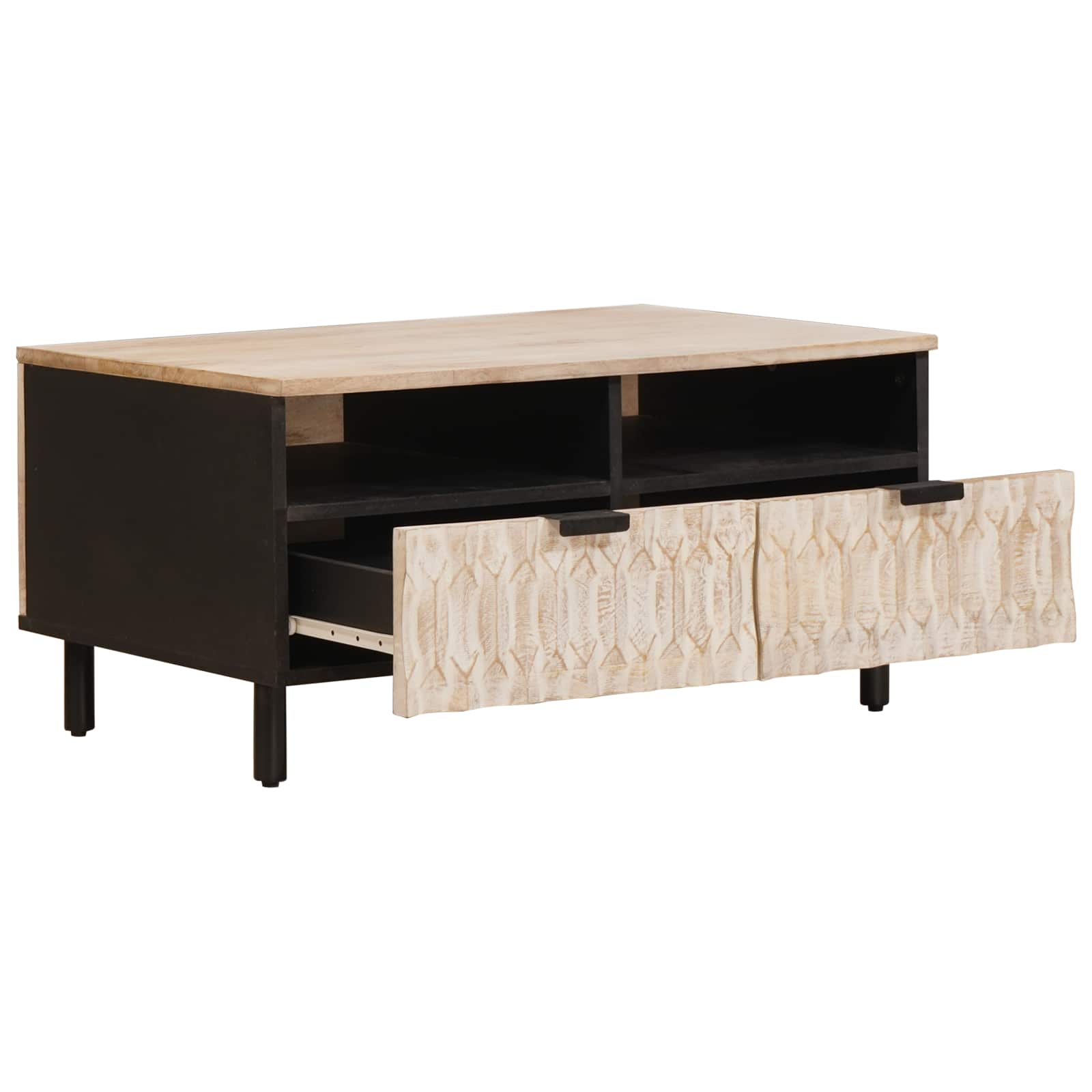 Salontafel met lade Wit 80 x 54 x 40 cm Massief Mango Hout is nu te koop bij PeponiXL, paradijselijk wonen!