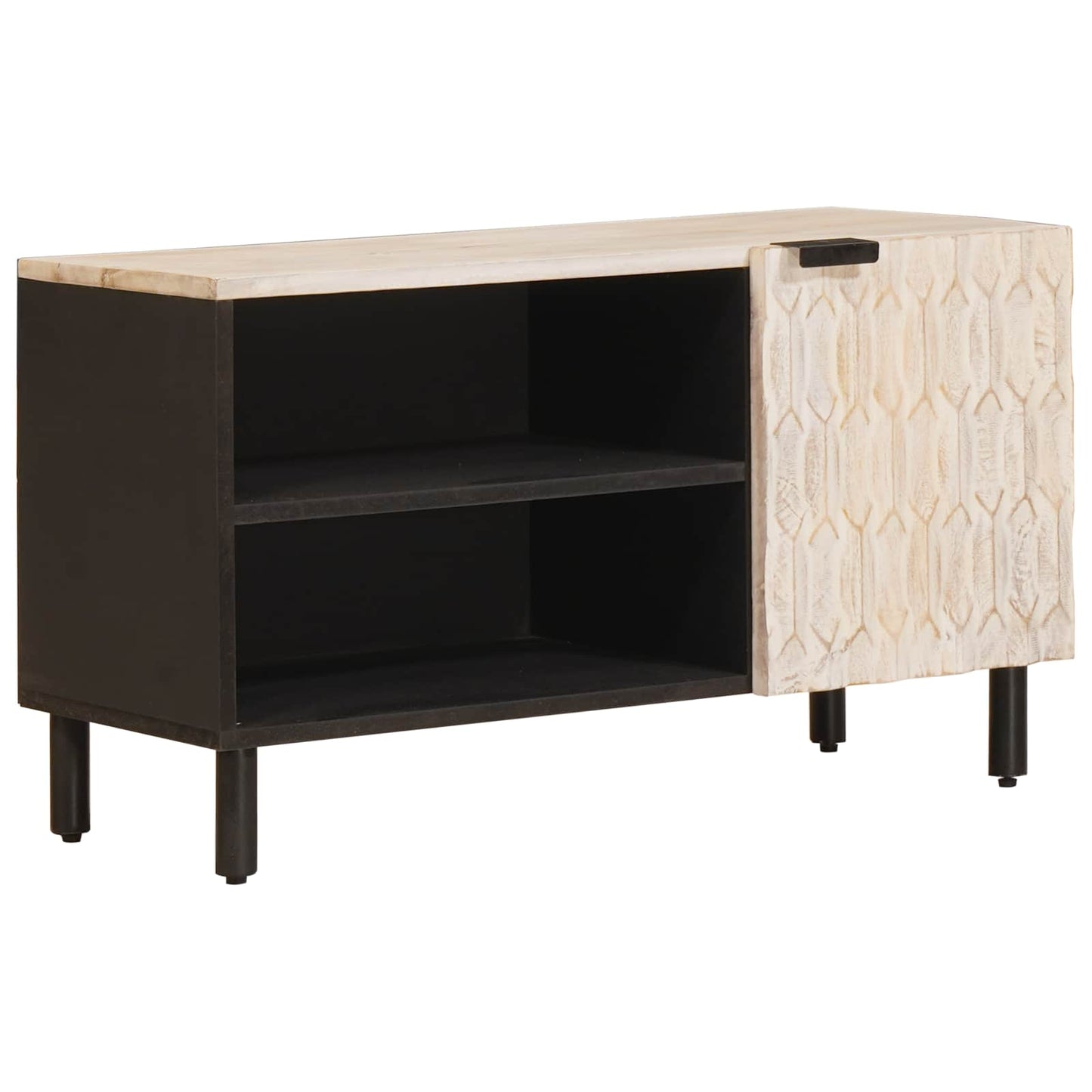 TV-kast Witte Was Afwerking 80 x 33 x 46 cm Massief Mango Hout is nu te koop bij PeponiXL, paradijselijk wonen!