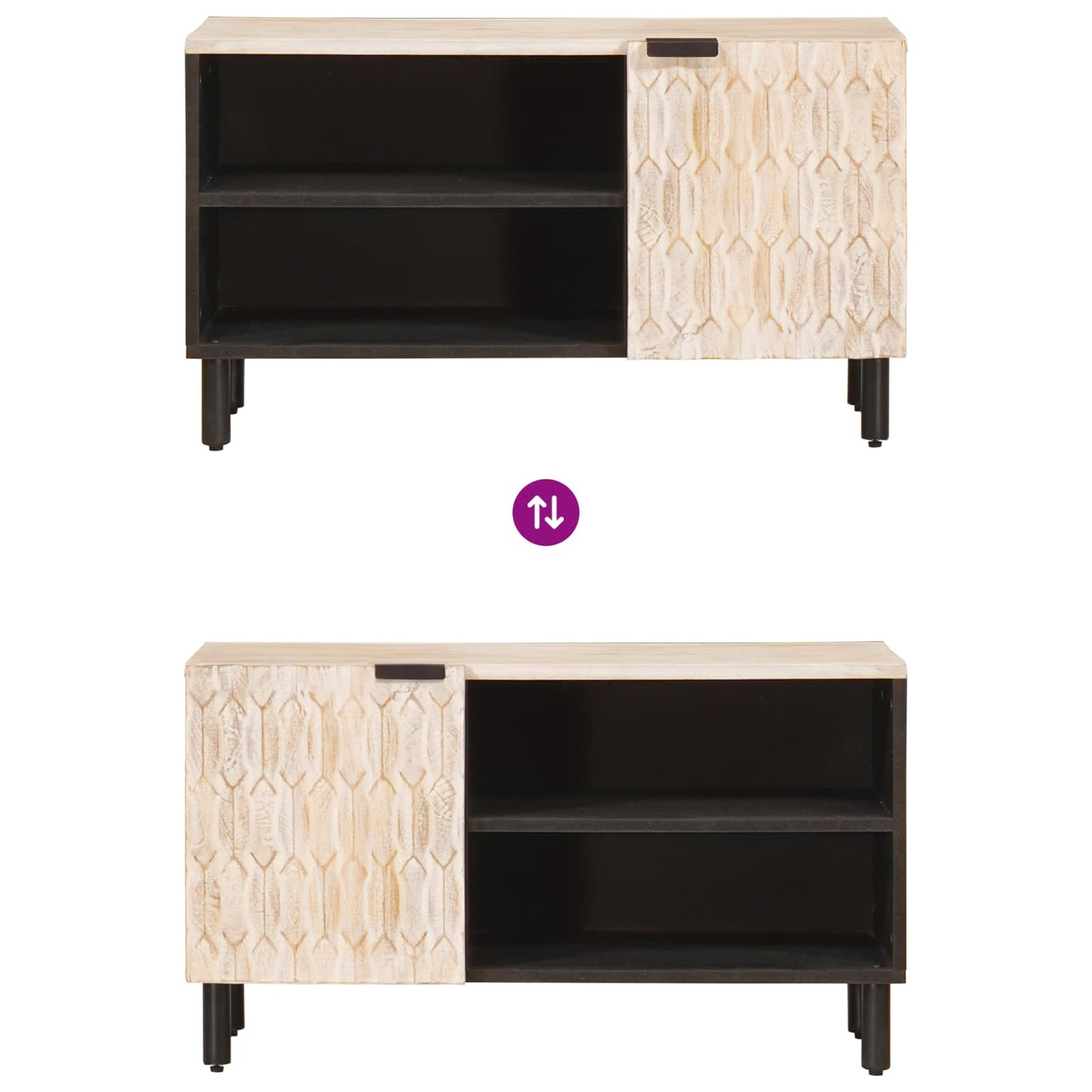 TV-kast Witte Was Afwerking 80 x 33 x 46 cm Massief Mango Hout is nu te koop bij PeponiXL, paradijselijk wonen!