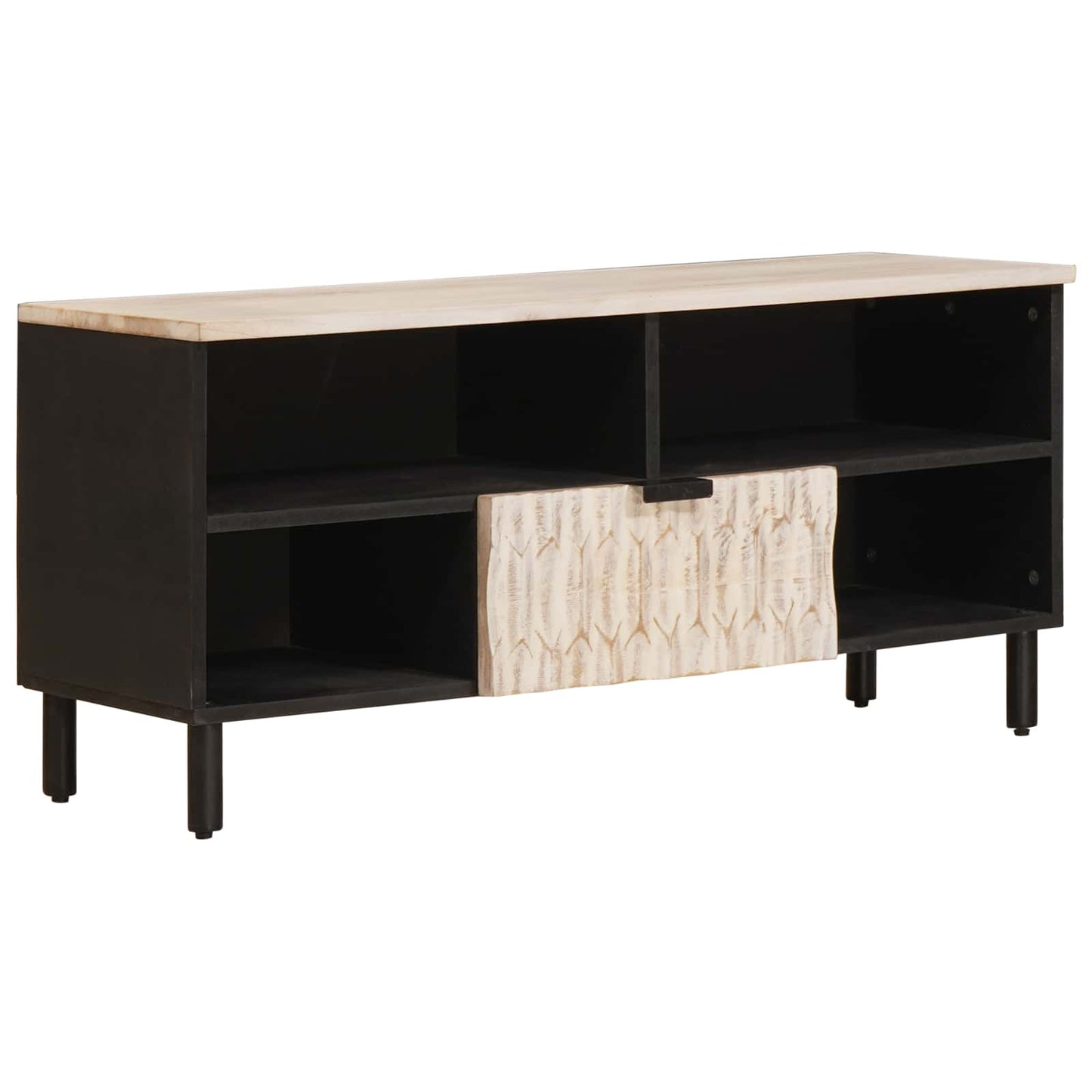 TV-kast Witte Was Afwerking 100 x 33 x 46 cm Massief Mango Hout is nu te koop bij PeponiXL, paradijselijk wonen!