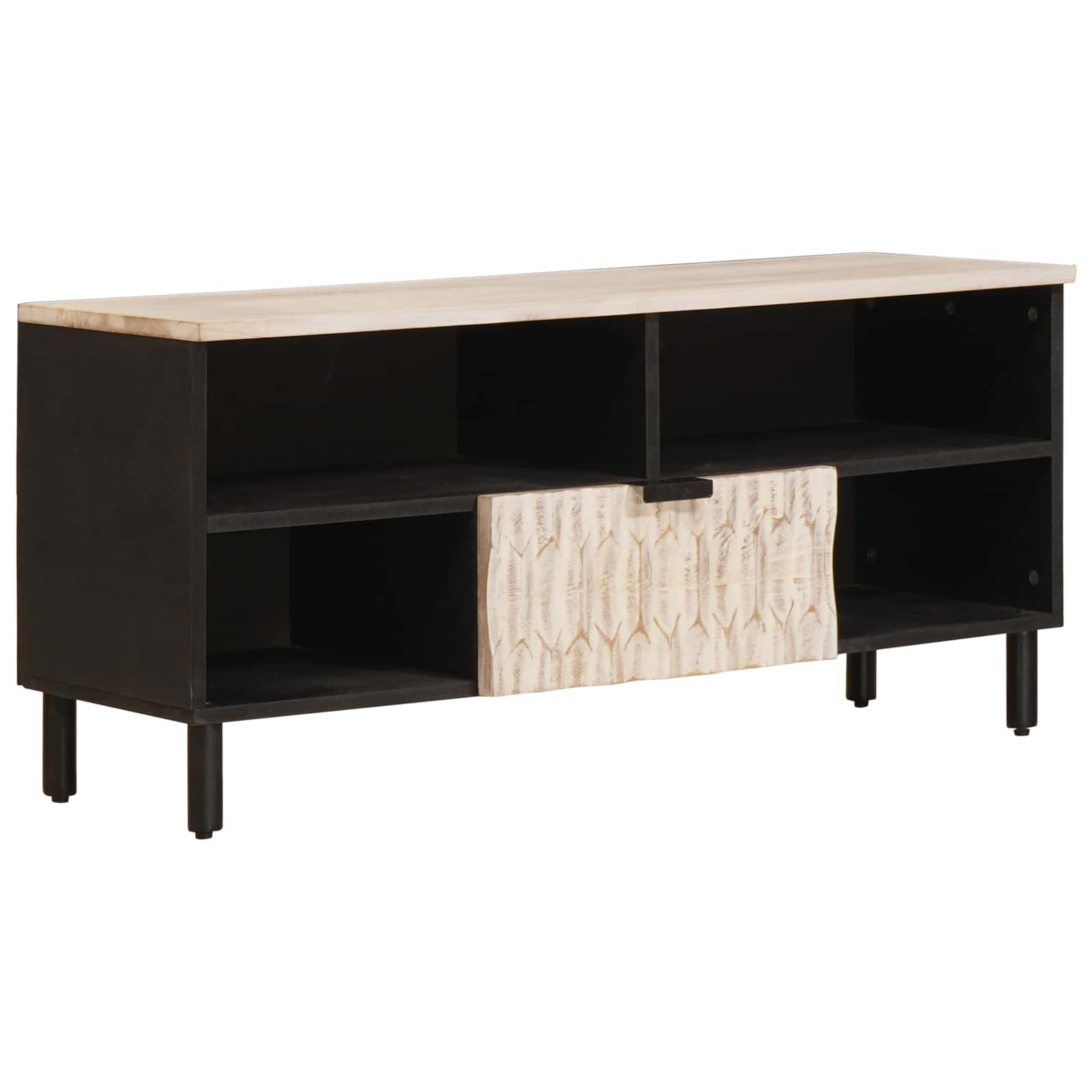 TV-kast Witte Was Afwerking 100 x 33 x 46 cm Massief Mango Hout is nu te koop bij PeponiXL, paradijselijk wonen!