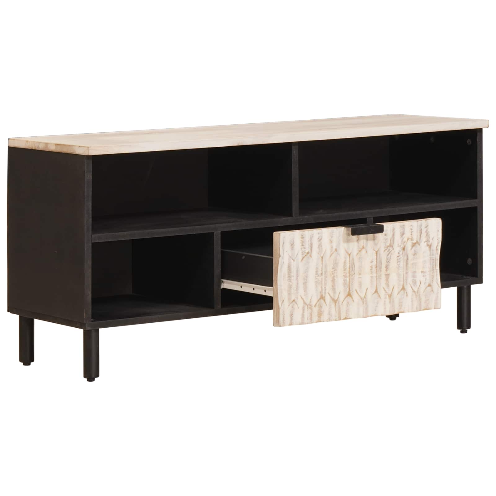TV-kast Witte Was Afwerking 100 x 33 x 46 cm Massief Mango Hout is nu te koop bij PeponiXL, paradijselijk wonen!