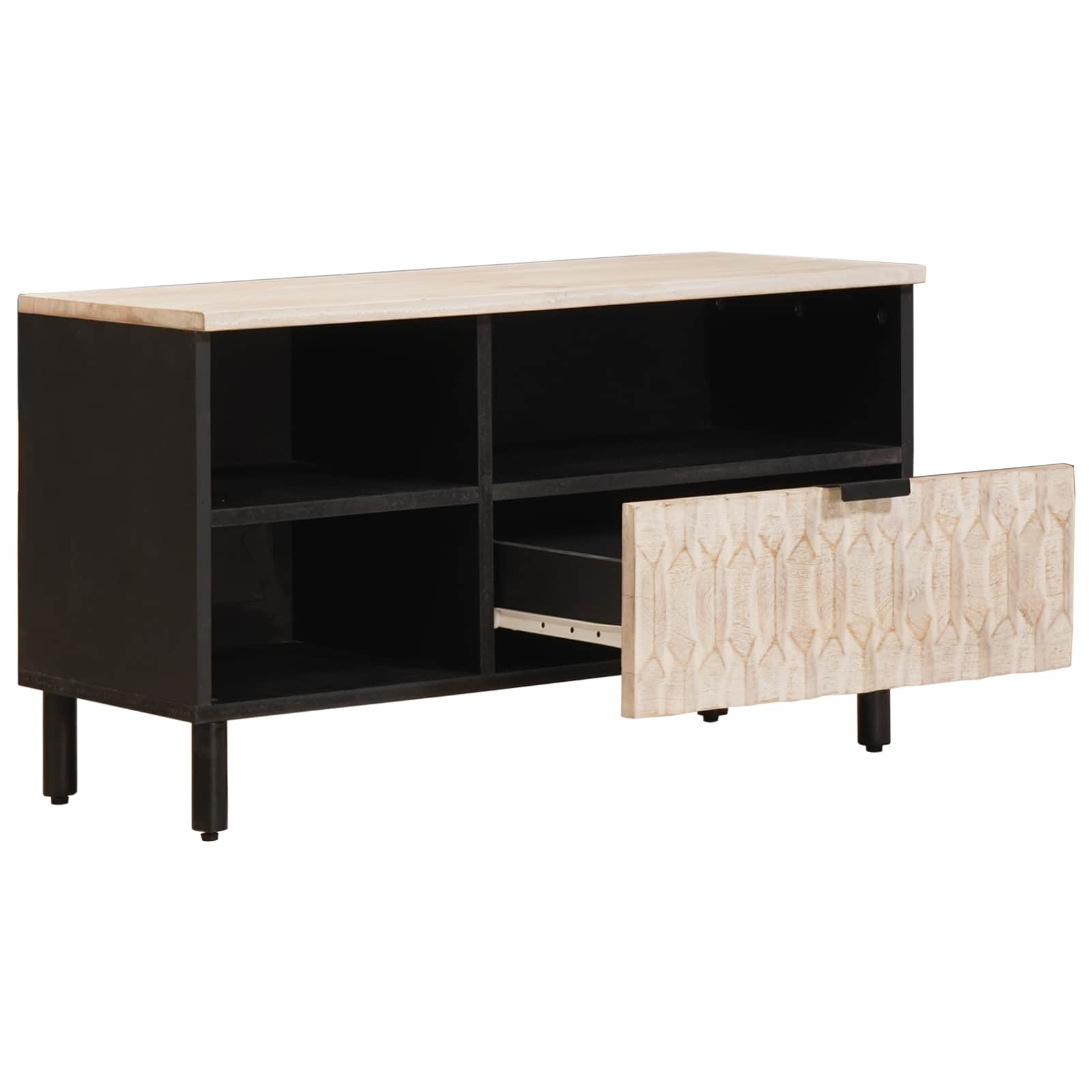 TV-kast Witte Was Afwerking 80 x 33 x 46 cm Massief Mango Hout is nu te koop bij PeponiXL, paradijselijk wonen!