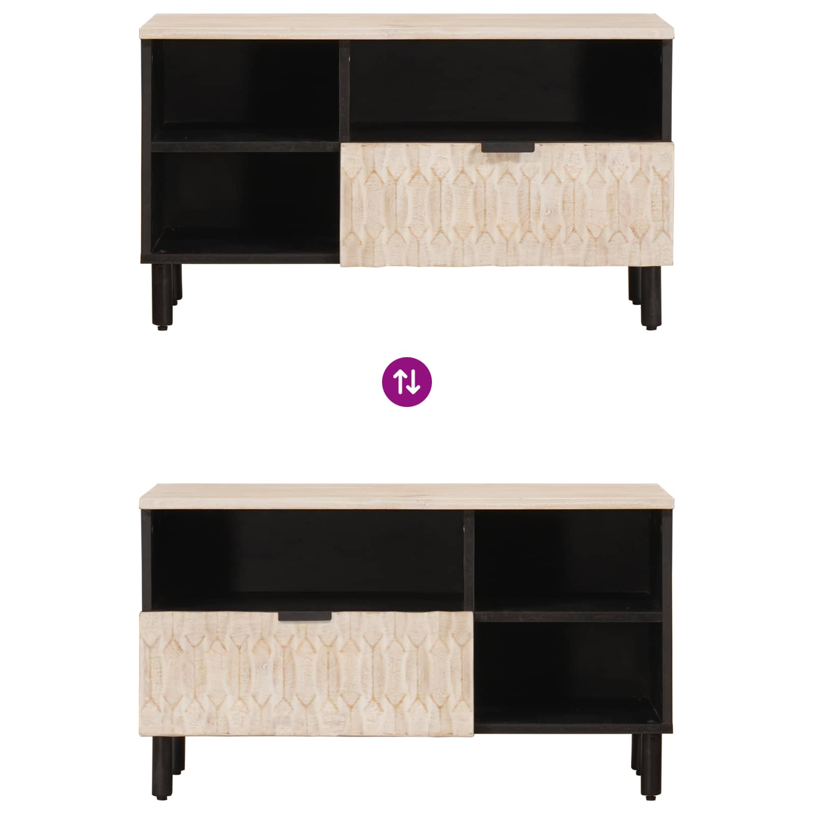 TV-kast Witte Was Afwerking 80 x 33 x 46 cm Massief Mango Hout is nu te koop bij PeponiXL, paradijselijk wonen!