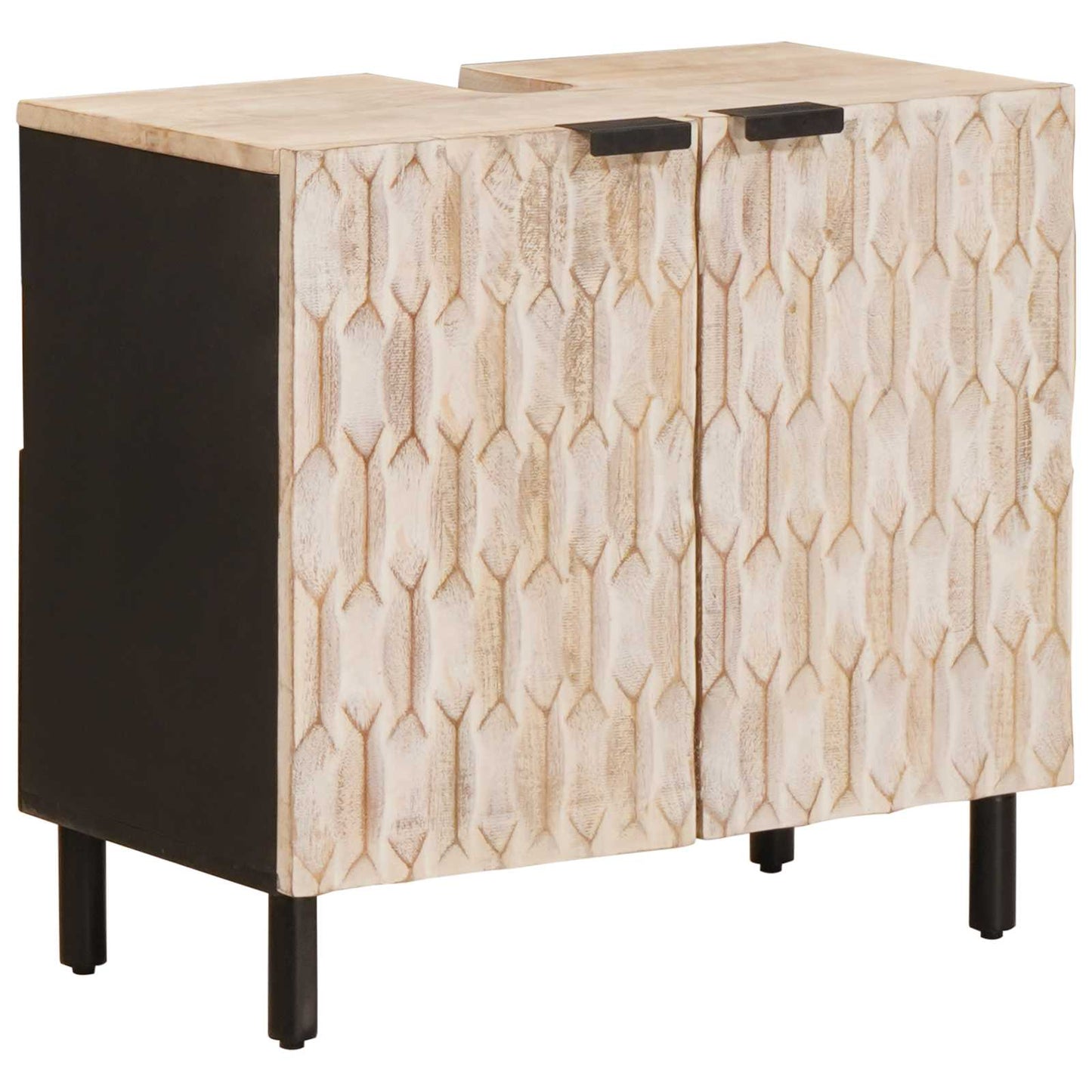 Badkamer wastafelkast Wit 62 x 33 x 58 cm Massief Mango Hout is nu te koop bij PeponiXL, paradijselijk wonen!