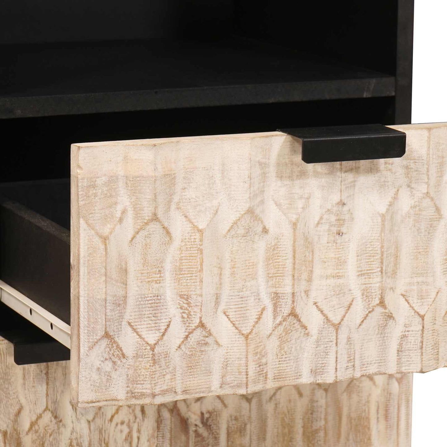 Badkamerkast Zwart en Wit 38 x 33 x 160 cm Massief Mango Hout is nu te koop bij PeponiXL, paradijselijk wonen!