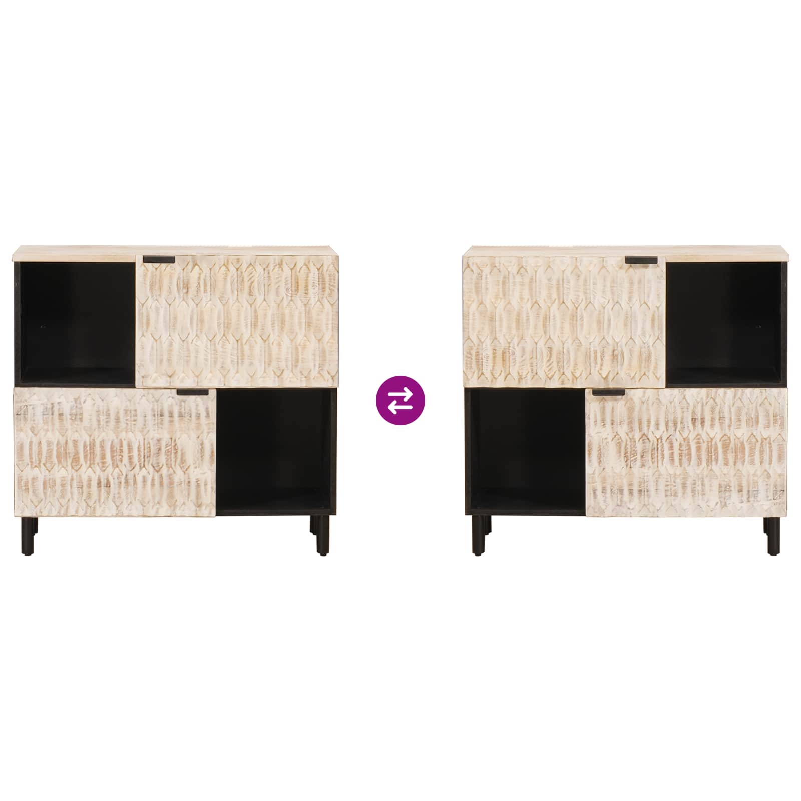 Dressoir Witte Was Afwerking 80 x 33 x 75 cm Massief Mango Hout is nu te koop bij PeponiXL, paradijselijk wonen!