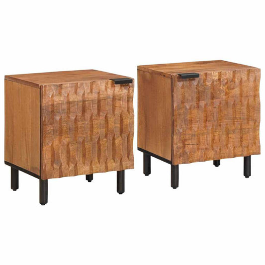 Nachtkastje 2 pcs Bruin 40 x 33 x 46 cm Massief Mango Hout is nu te koop bij PeponiXL, paradijselijk wonen!