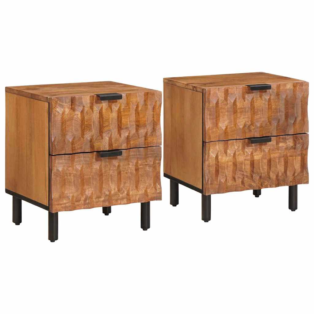 Nachtkastje 2 pcs Bruin 40 x 33 x 46 cm Massief Mango Hout is nu te koop bij PeponiXL, paradijselijk wonen!