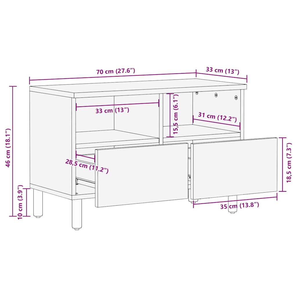 TV-kast met lade Acacia Bruine Afwerking 70 x 33 x 46 cm is nu te koop bij PeponiXL, paradijselijk wonen!