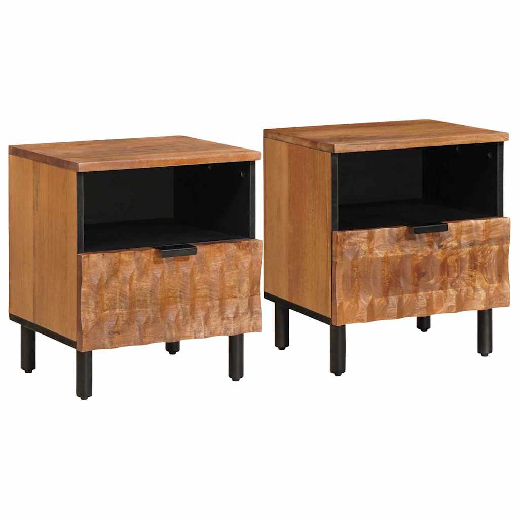 Nachtkastje 2 pcs Bruin 40 x 33 x 46 cm Massief Mango Hout is nu te koop bij PeponiXL, paradijselijk wonen!