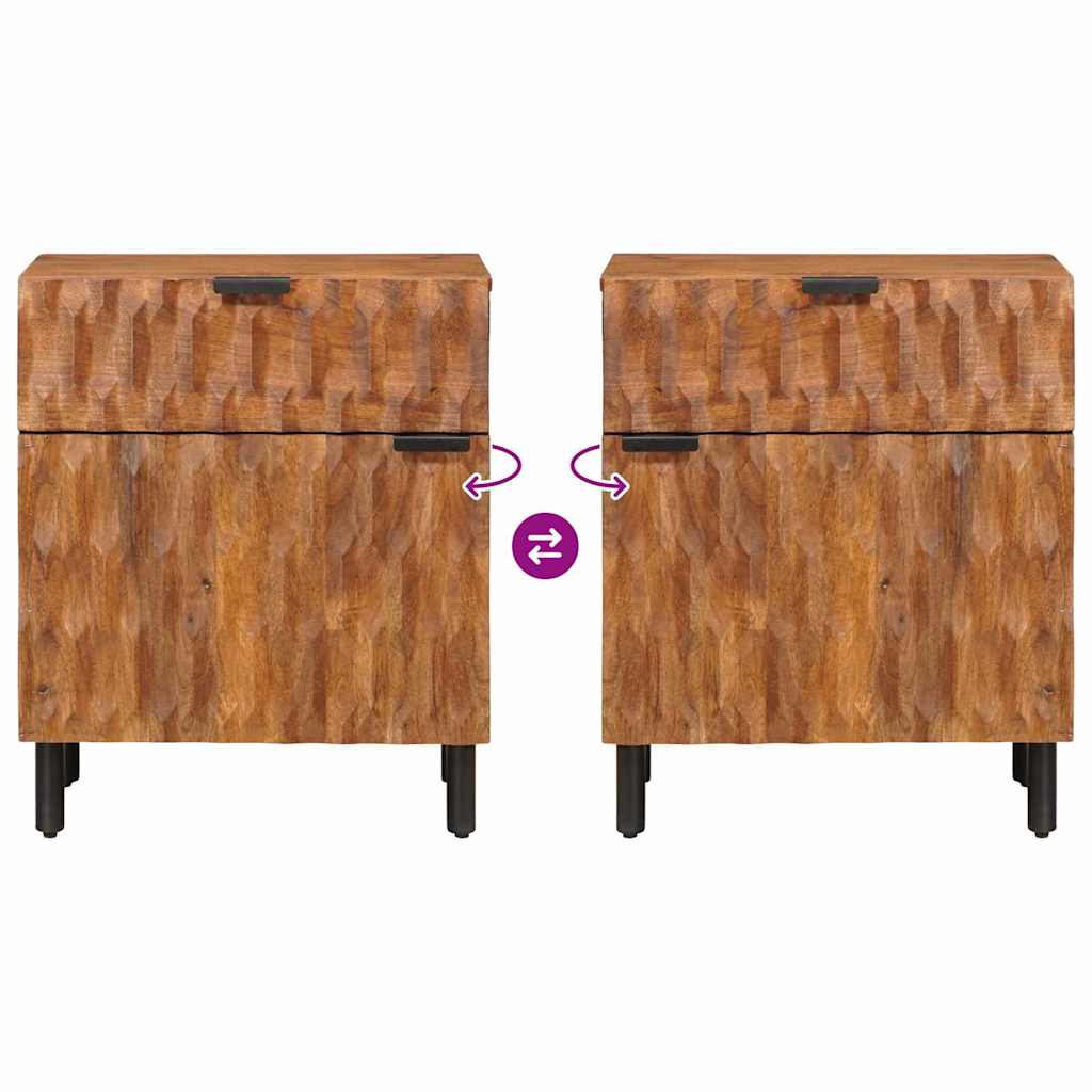 Nachtkastje met lade Bruin 50 x 33 x 60 cm Massief Mango Hout is nu te koop bij PeponiXL, paradijselijk wonen!