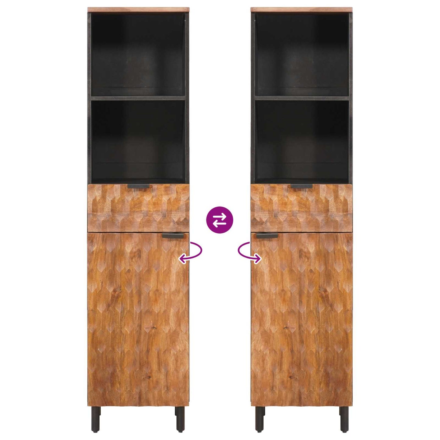 Badkamerkast Bruin 38 x 33 x 160 cm Massief Mango Hout is nu te koop bij PeponiXL, paradijselijk wonen!