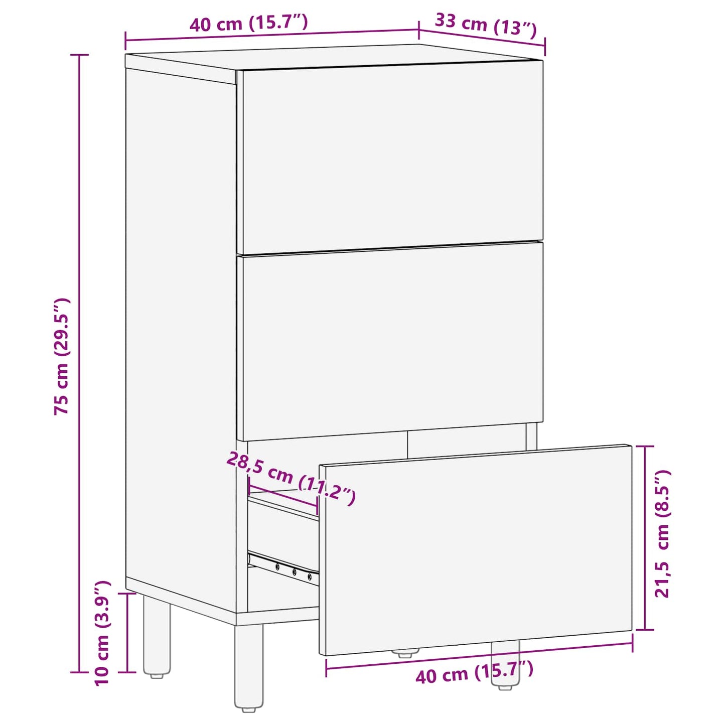 Dressoir met lade Acacia Bruine Afwerking 40 x 33 x 75 cm is nu te koop bij PeponiXL, paradijselijk wonen!