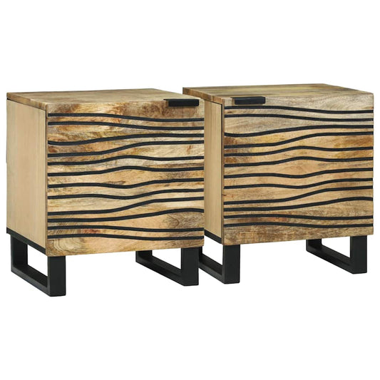 Nachtkastje 2 pcs Bruin 40 x 33 x 46 cm Massief acaciahout is nu te koop bij PeponiXL, paradijselijk wonen!