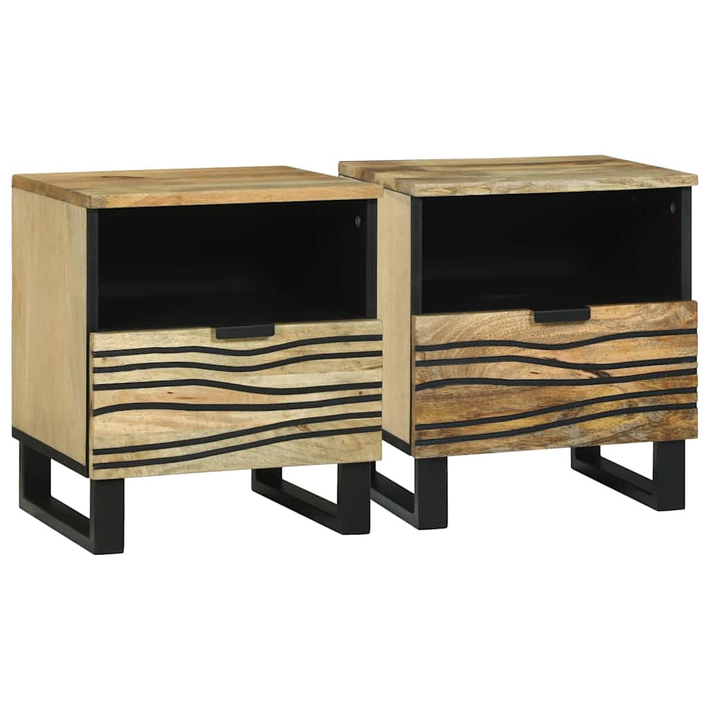Nachtkastje 2 pcs Bruin 40 x 33 x 46 cm Massief acaciahout is nu te koop bij PeponiXL, paradijselijk wonen!