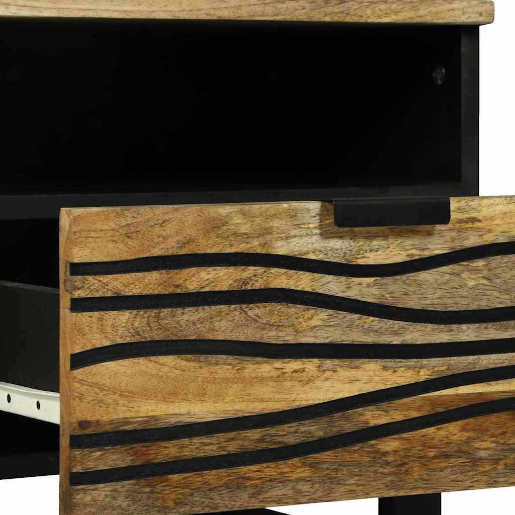 Salontafel Bruin en zwart 80 x 54 x 40 cm Massief acaciahout is nu te koop bij PeponiXL, paradijselijk wonen!