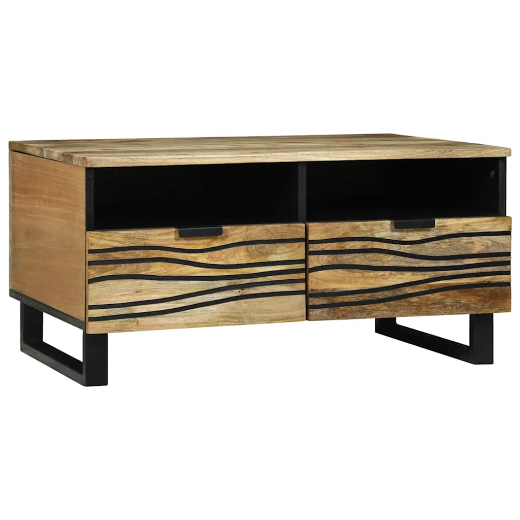 Salontafel Bruin en zwart 80 x 54 x 40 cm Massief acaciahout is nu te koop bij PeponiXL, paradijselijk wonen!
