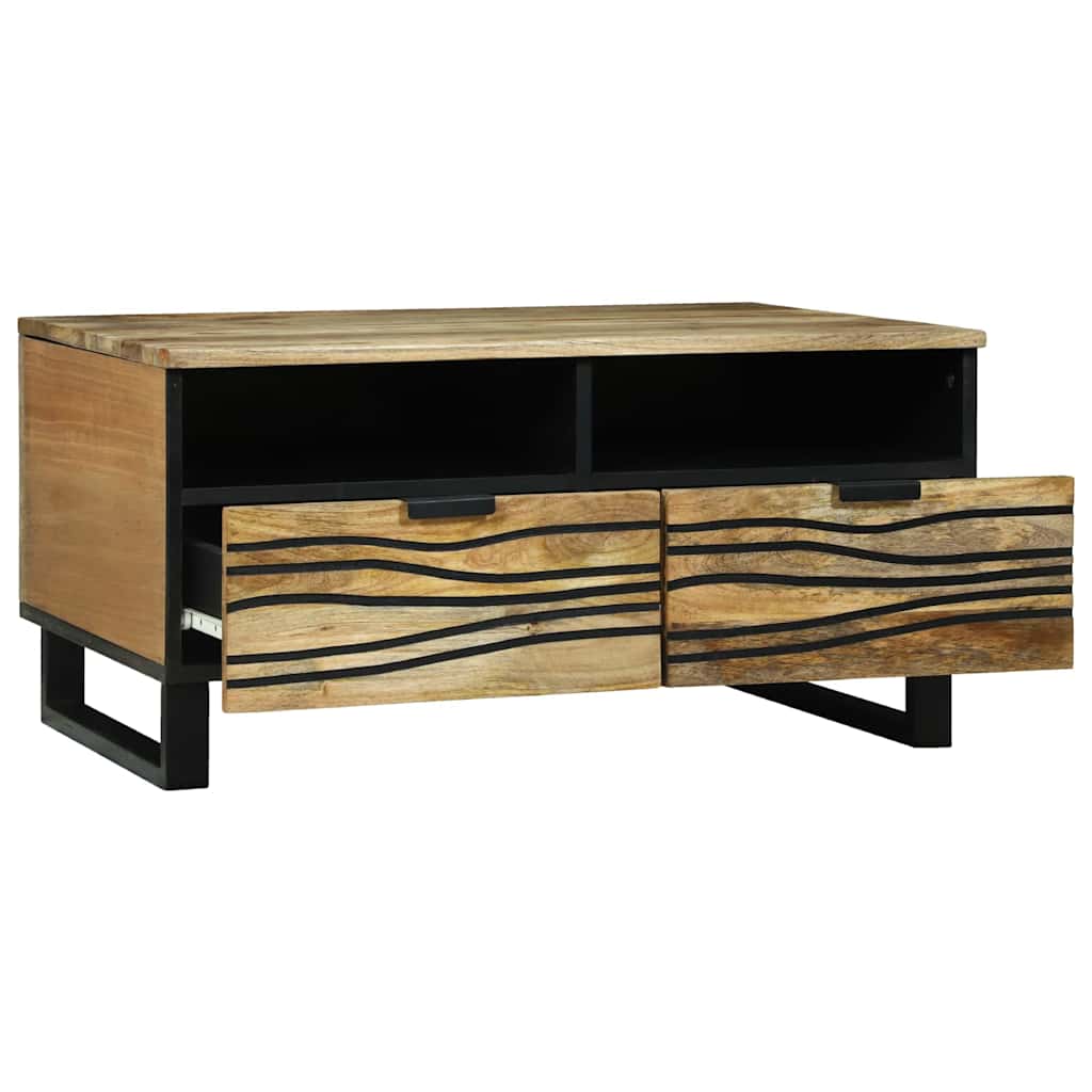 Salontafel Bruin en zwart 80 x 54 x 40 cm Massief acaciahout is nu te koop bij PeponiXL, paradijselijk wonen!