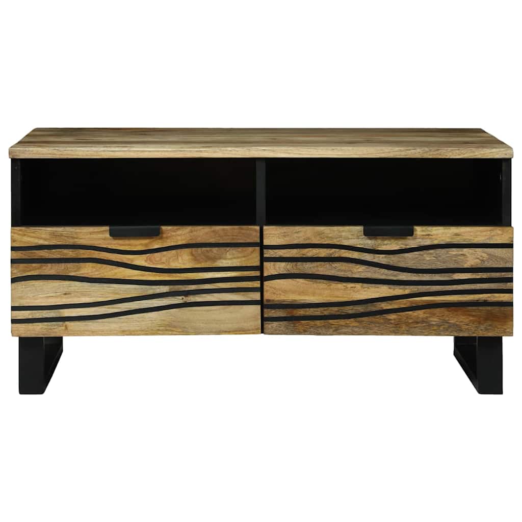 Salontafel Bruin en zwart 80 x 54 x 40 cm Massief acaciahout is nu te koop bij PeponiXL, paradijselijk wonen!