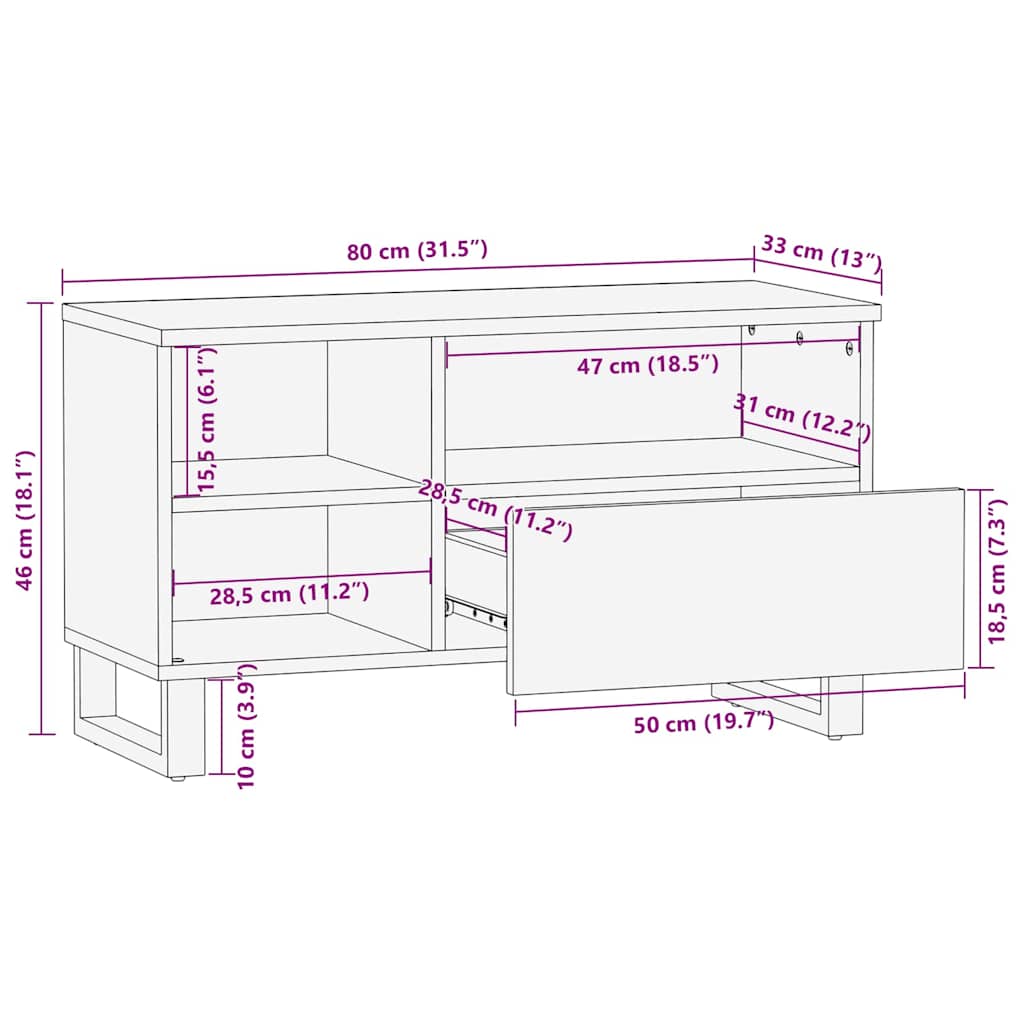 TV Eenheden met lade Bruin 80 x 33 x 46 cm Bewerkt hout is nu te koop bij PeponiXL, paradijselijk wonen!