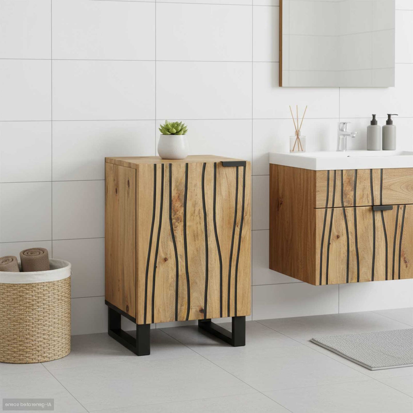 Badkamertenk te kast Bruin 38 x 33,5 x 58 cm Bewerkt hout is nu te koop bij PeponiXL, paradijselijk wonen!