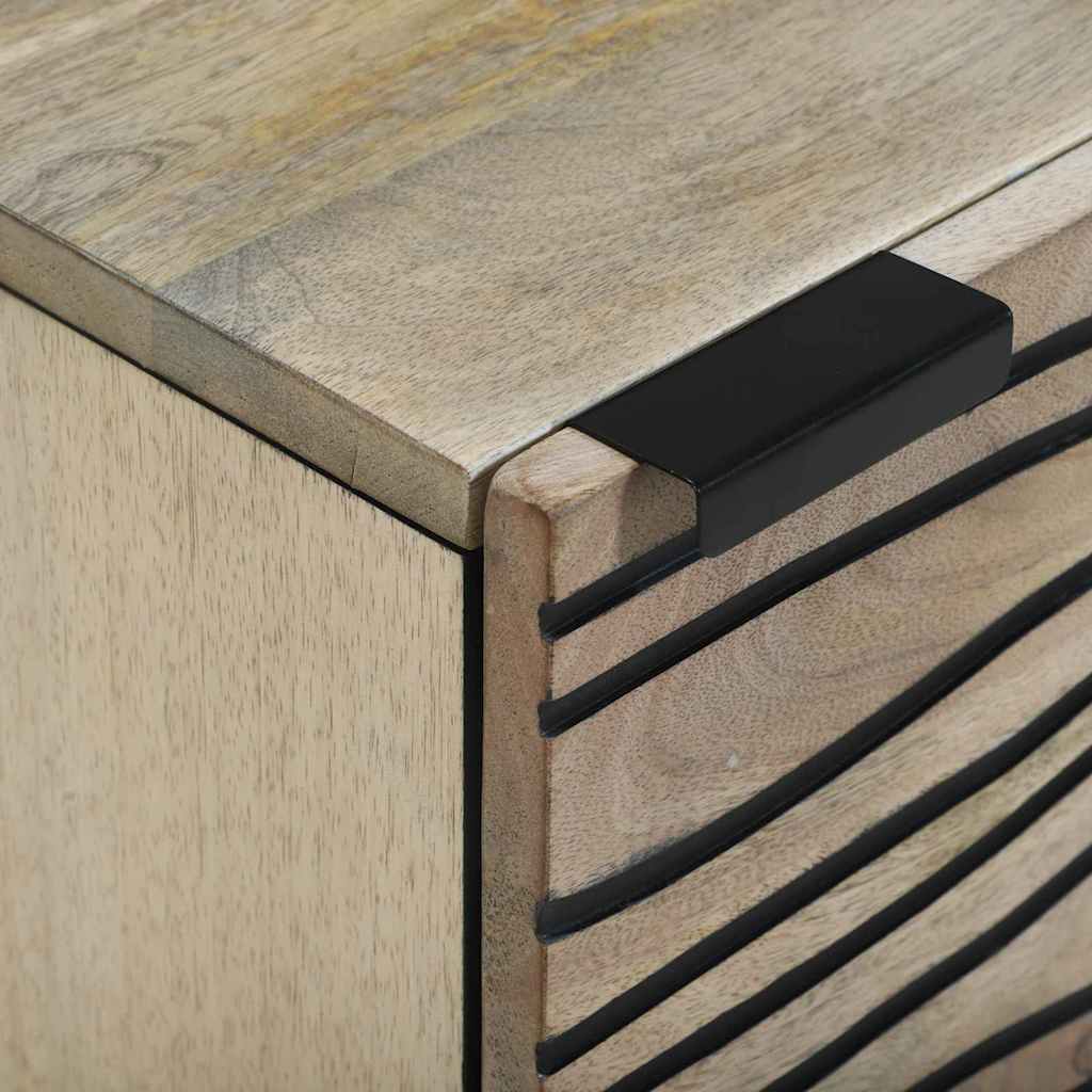 Nachtkastje Wit en zwart 40 x 33 x 46 cm Massief acaciahout is nu te koop bij PeponiXL, paradijselijk wonen!