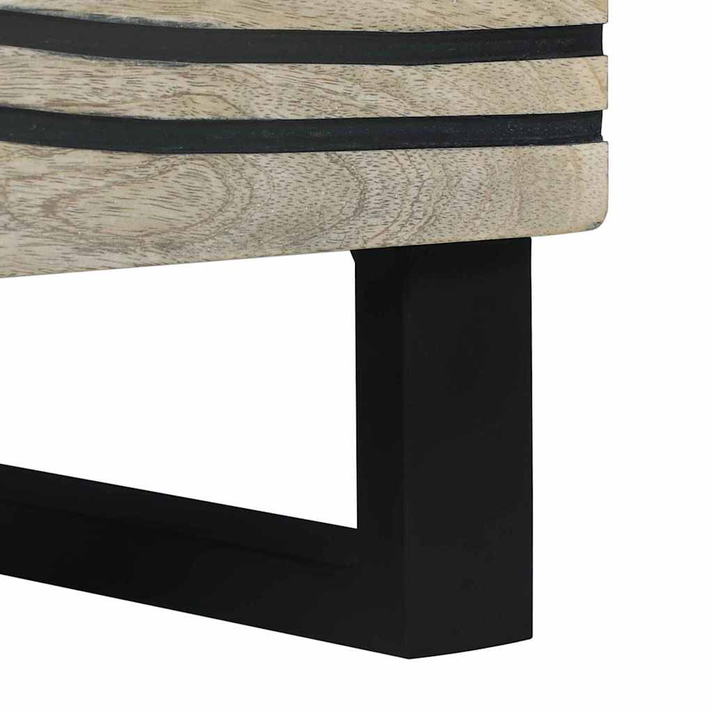 Nachtkastje Wit en zwart 40 x 33 x 46 cm Massief acaciahout is nu te koop bij PeponiXL, paradijselijk wonen!