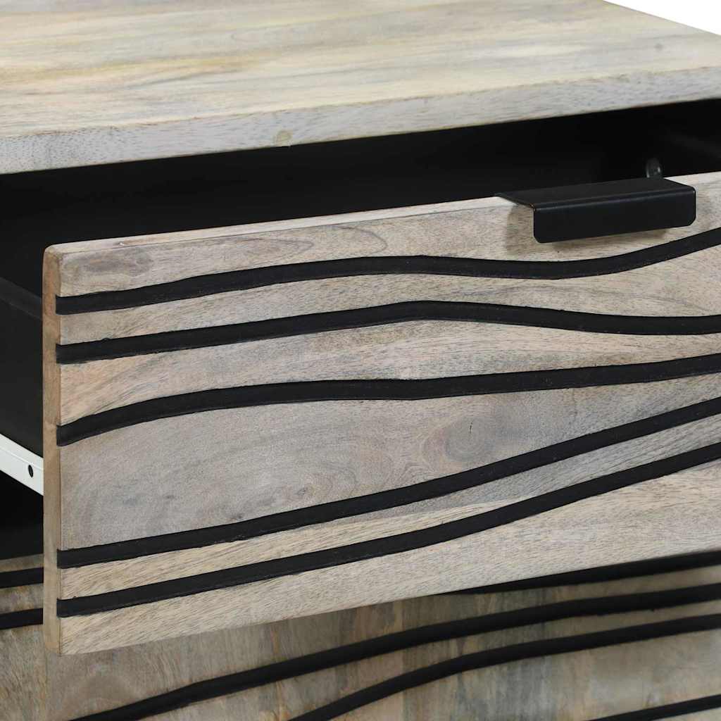 Nachtkastje Wit en zwart 50 x 33 x 60 cm Massief acaciahout is nu te koop bij PeponiXL, paradijselijk wonen!